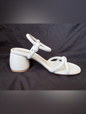 Gianvito Rossi White Leather Knot Sandals Sz 39 Heel Chunky Y2K Juno Strappy